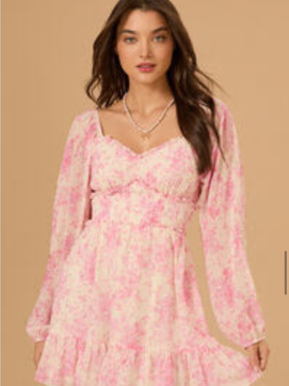 Altar'd State Pink & Gold Floral Ruffle dress